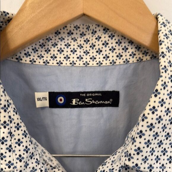 Ben Sherman Men's White and Blue Patterned Shirt Sz XXL - Picture 3 of 3